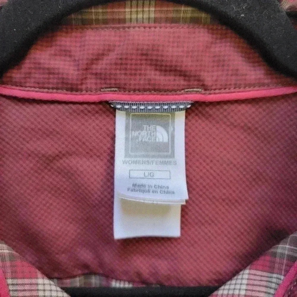 The North Face Women's Long Sleeve Plaid Button Down w/embroidered Flower Size L - Picture 4 of 4